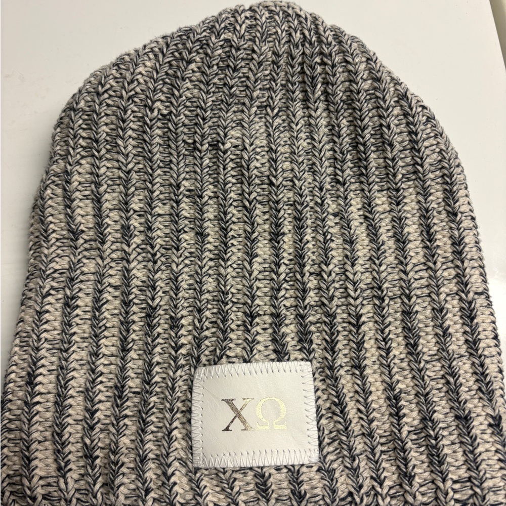 Love Your Melon Knit Beanie in Black and Cream - Chi Omega